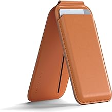 Satechi Magnetic Magsafe Wallet and Double Flap Stand, iPhone Wallet with 4 Card Slots, Front Flap NFC Pass Through for iPhone 15, iPhone 14, iPhone 13, iPhone 12 - Vegan Leather, Orange