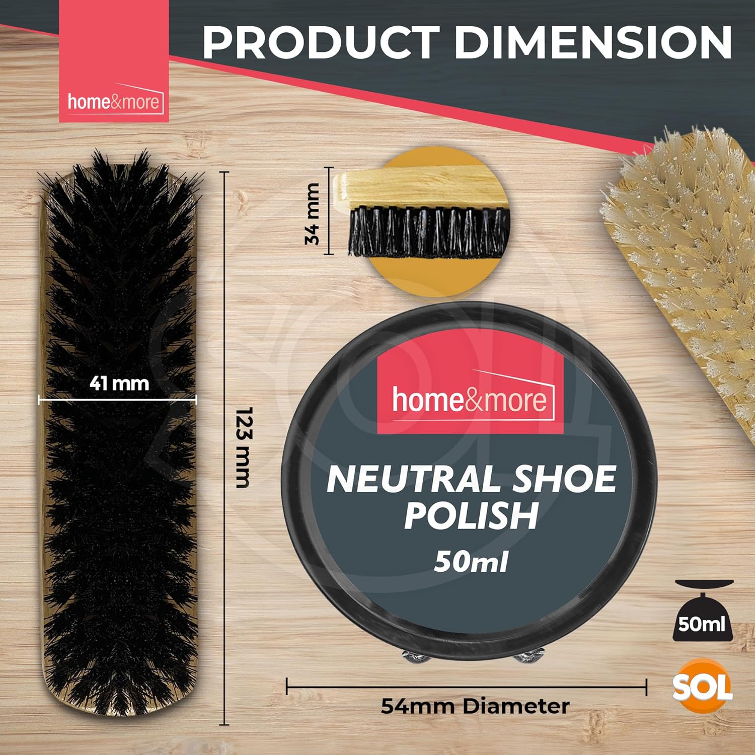 2pk Shoe Brush Set & 3 Neutral Shoe Polish | Neutral Shoe Polish Kit | 2 Shoe Polish Brushes + 3 Wax Neutral Leather Shoe Polish | Neutral Boot Polish | Shoe Polish Neutral Polish Shoes | Cleaning Kit-1