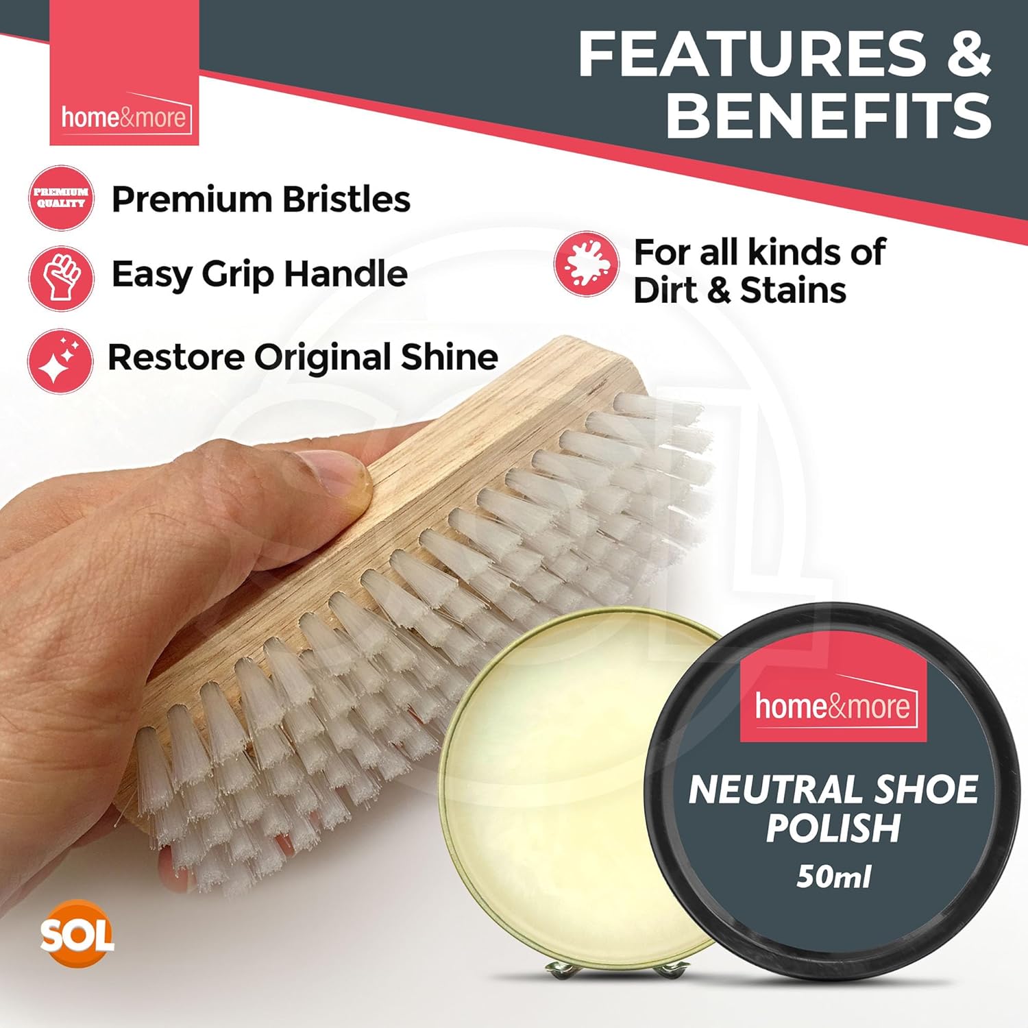 2pk Shoe Brush Set & 3 Neutral Shoe Polish | Neutral Shoe Polish Kit | 2 Shoe Polish Brushes + 3 Wax Neutral Leather Shoe Polish | Neutral Boot Polish | Shoe Polish Neutral Polish Shoes | Cleaning Kit-3