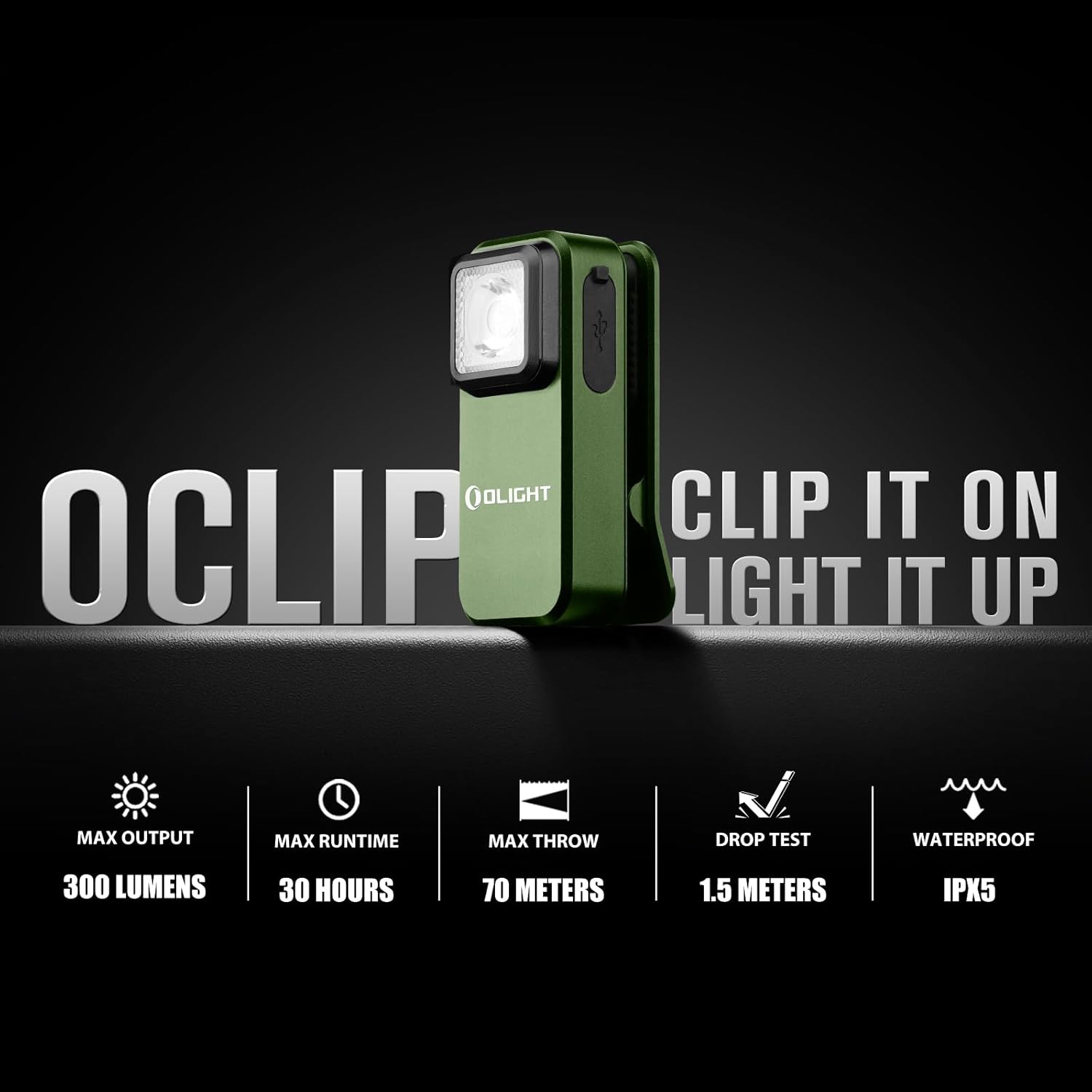 OLIGHT Oclip EDC Clip-on Light Magnetically Attach Torch Max 300 Lumens for Hiking, Photo Fill Light, Cycling, Reading, and Safety Warning (OD Green)-3