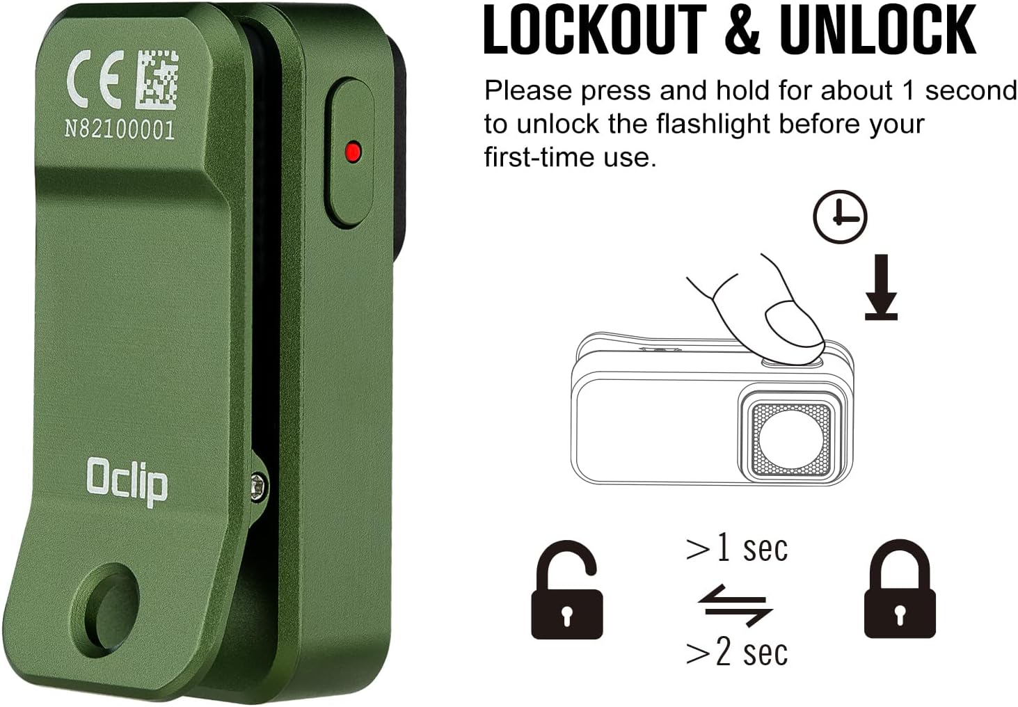 OLIGHT Oclip EDC Clip-on Light Magnetically Attach Torch Max 300 Lumens for Hiking, Photo Fill Light, Cycling, Reading, and Safety Warning (OD Green)-8