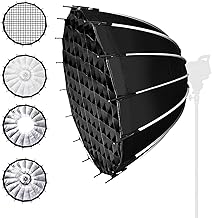 EMART Parabolic Softbox Quick Release, 21.7inch/55cm Parabolic Softbox with Diffusers/Honeycomb Grid/Bag, Professional Photography Lighting Compatible with Bowens Mount Light for Recording, Portraits