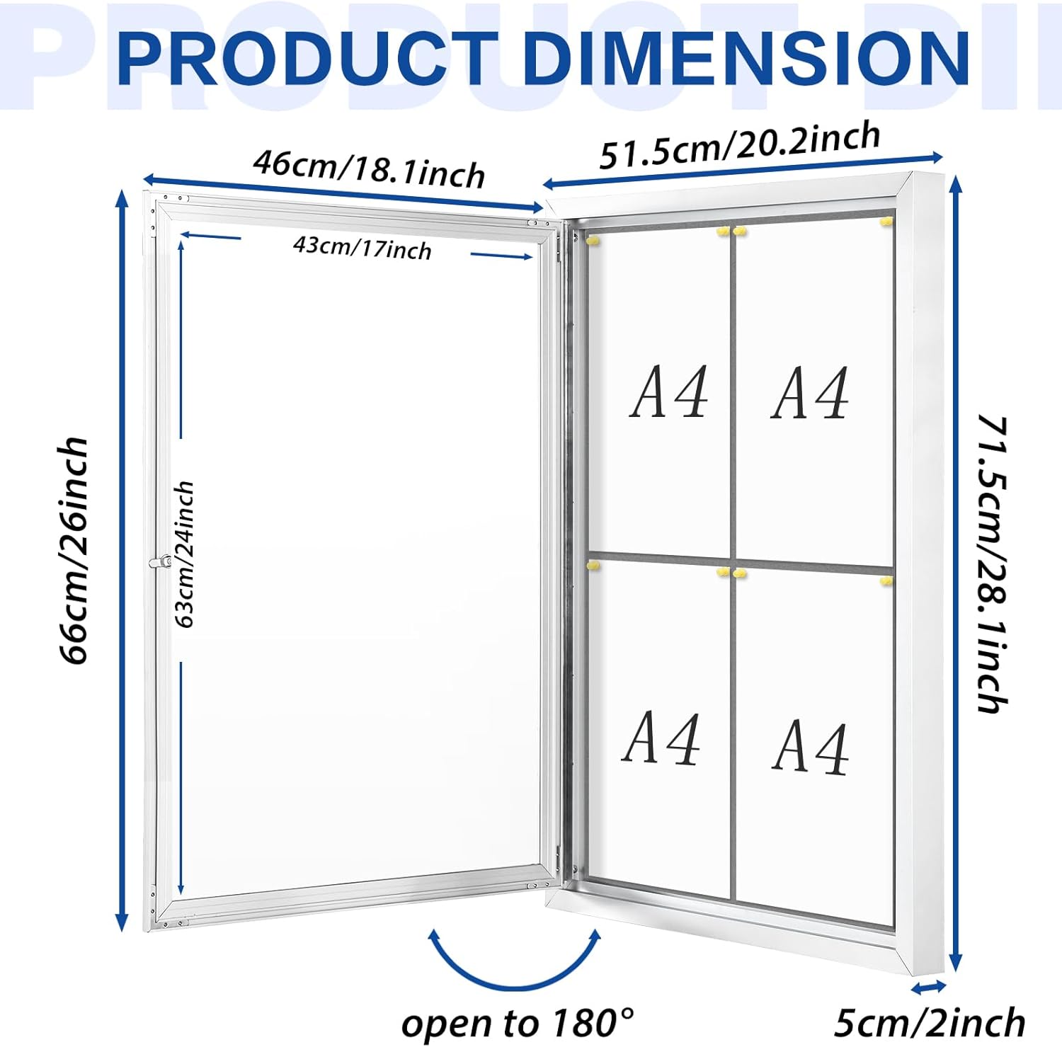 Swansea Lockable Notice Board Fabric Bulletin Board Display Board for Home Office, Gray,71x51cm(4xA4)-1