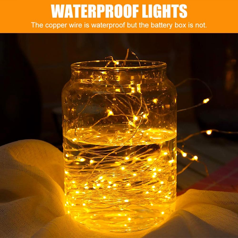 LUFEIS LED Fairy Lights, 20 Pack 20 LED Copper Wire String Lights, 6.6ft/2m Warm White Fairy Lights, Waterproof Firefly Lights Battery Operated for Bedroom, Parties, Wedding, Christmas Decoration-1