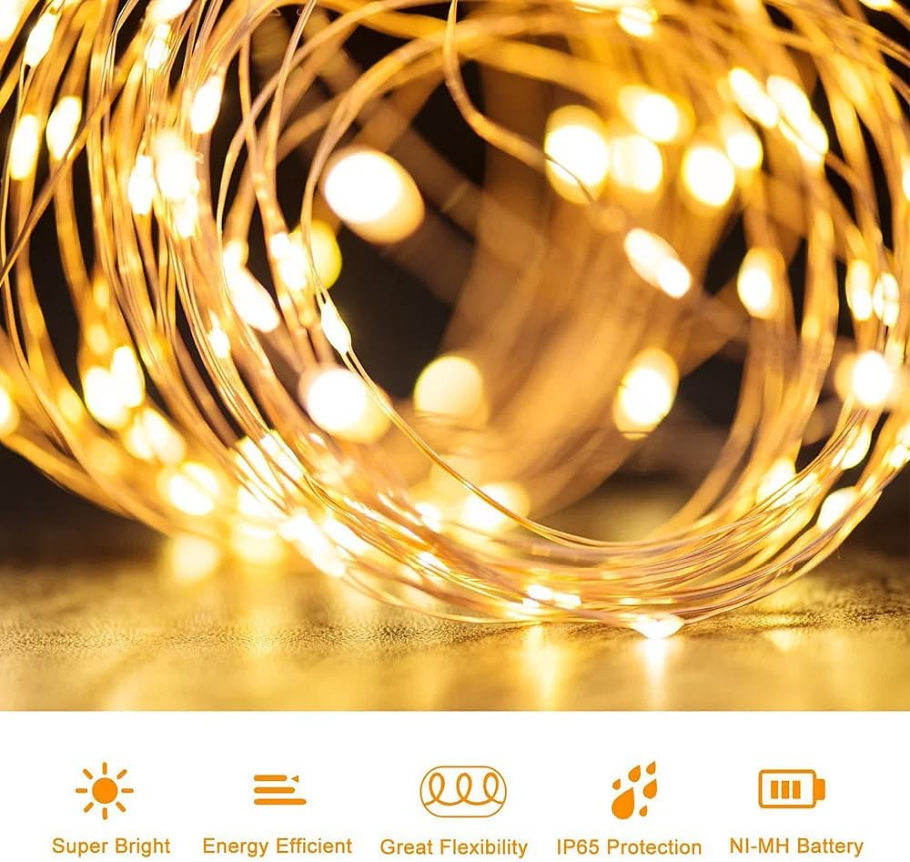 LUFEIS LED Fairy Lights, 20 Pack 20 LED Copper Wire String Lights, 6.6ft/2m Warm White Fairy Lights, Waterproof Firefly Lights Battery Operated for Bedroom, Parties, Wedding, Christmas Decoration-2