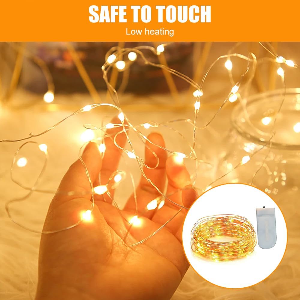 LUFEIS LED Fairy Lights, 20 Pack 20 LED Copper Wire String Lights, 6.6ft/2m Warm White Fairy Lights, Waterproof Firefly Lights Battery Operated for Bedroom, Parties, Wedding, Christmas Decoration-3