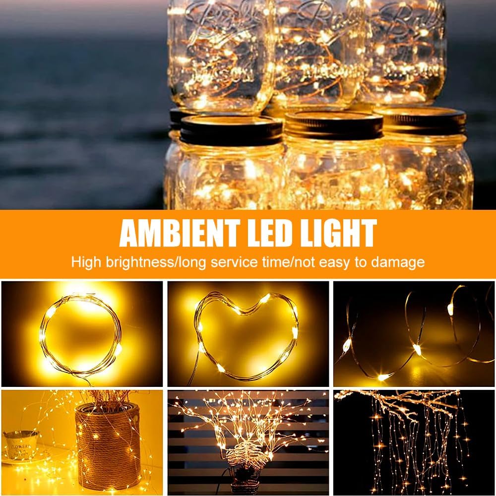 LUFEIS LED Fairy Lights, 20 Pack 20 LED Copper Wire String Lights, 6.6ft/2m Warm White Fairy Lights, Waterproof Firefly Lights Battery Operated for Bedroom, Parties, Wedding, Christmas Decoration-4