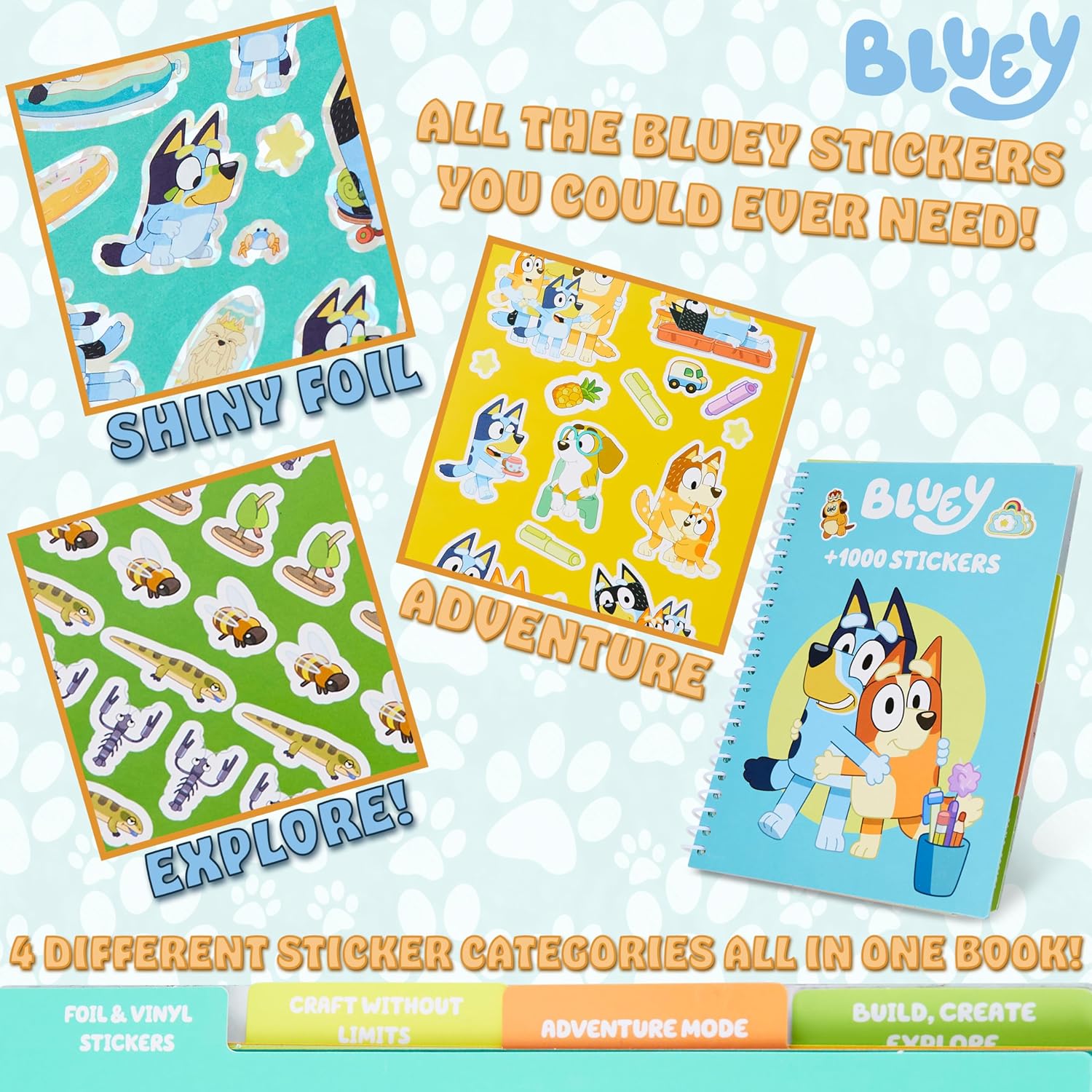 Bluey Sticker Book for Kids with 28 Sticker Sheets Over 1000 Stickers for Scrapbooking Art Activity Set Gifts for Kids-3