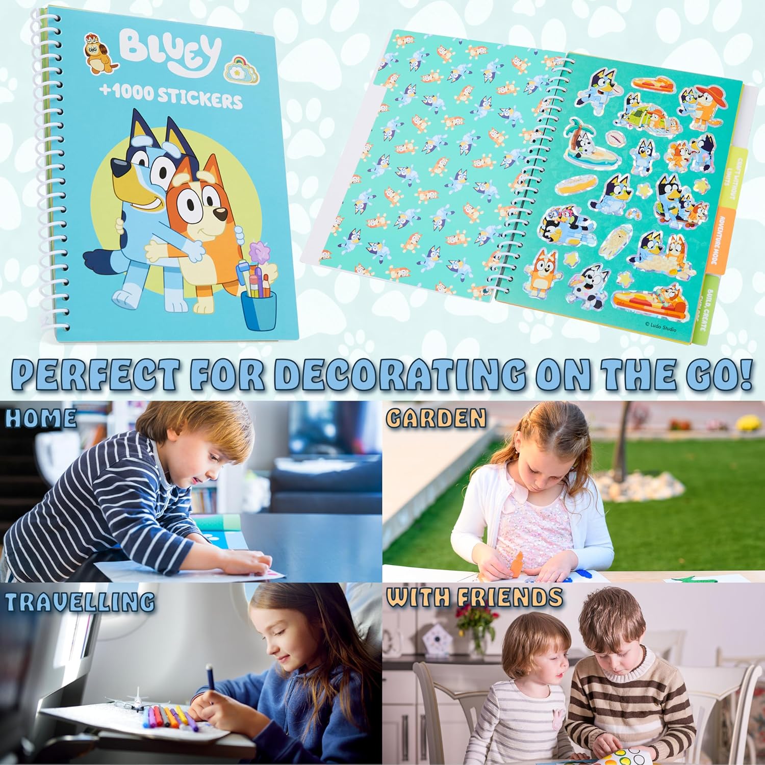 Bluey Sticker Book for Kids with 28 Sticker Sheets Over 1000 Stickers for Scrapbooking Art Activity Set Gifts for Kids-4