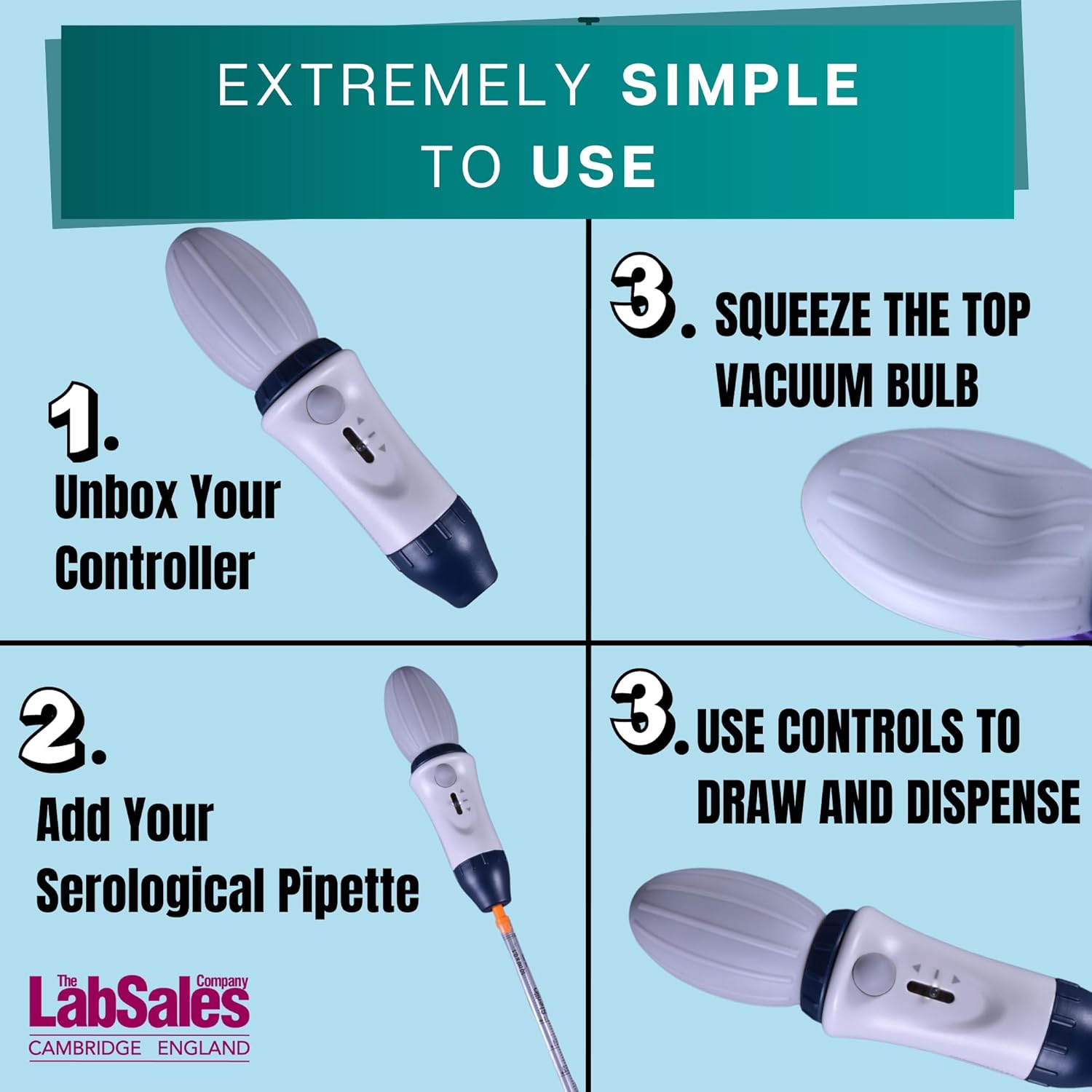 Labsales Serological Bulb Pipette Controller, Easy To Use Pipette dropper, Accurate Liquid Measuring, 1ml-100ml, Built In Syringe Filter, For Cell Culture And Any other Lab & Scientific Processes-2