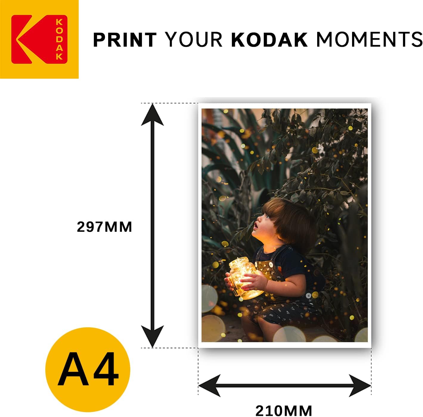 KODAK Instant Photo Papers - Pack of 25 Sheets of Photo Paper - Format 21 x 29.7 cm (A4) - Glossy Finish - 180 GSM - Compatible with Inkjet Printers "-2