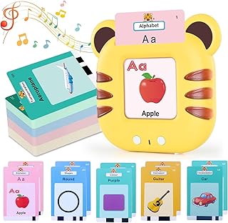 Toddle Toys Talking Flash Cards British English 224 Words with ABC Letters/Numbers/Colours,Learning Toys Pocket Speech Language Development Toy Speech Therapy Sensory Cards Toys for Kids Boys Girls