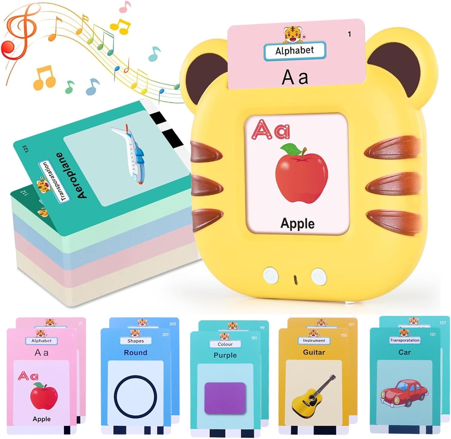 Toddle Toys Talking Flash Cards British English 224 Words with ABC Letters/Numbers/Colours,Learning Toys Pocket Speech Language Development Toy Speech Therapy Sensory Cards Toys for Kids Boys Girls-0