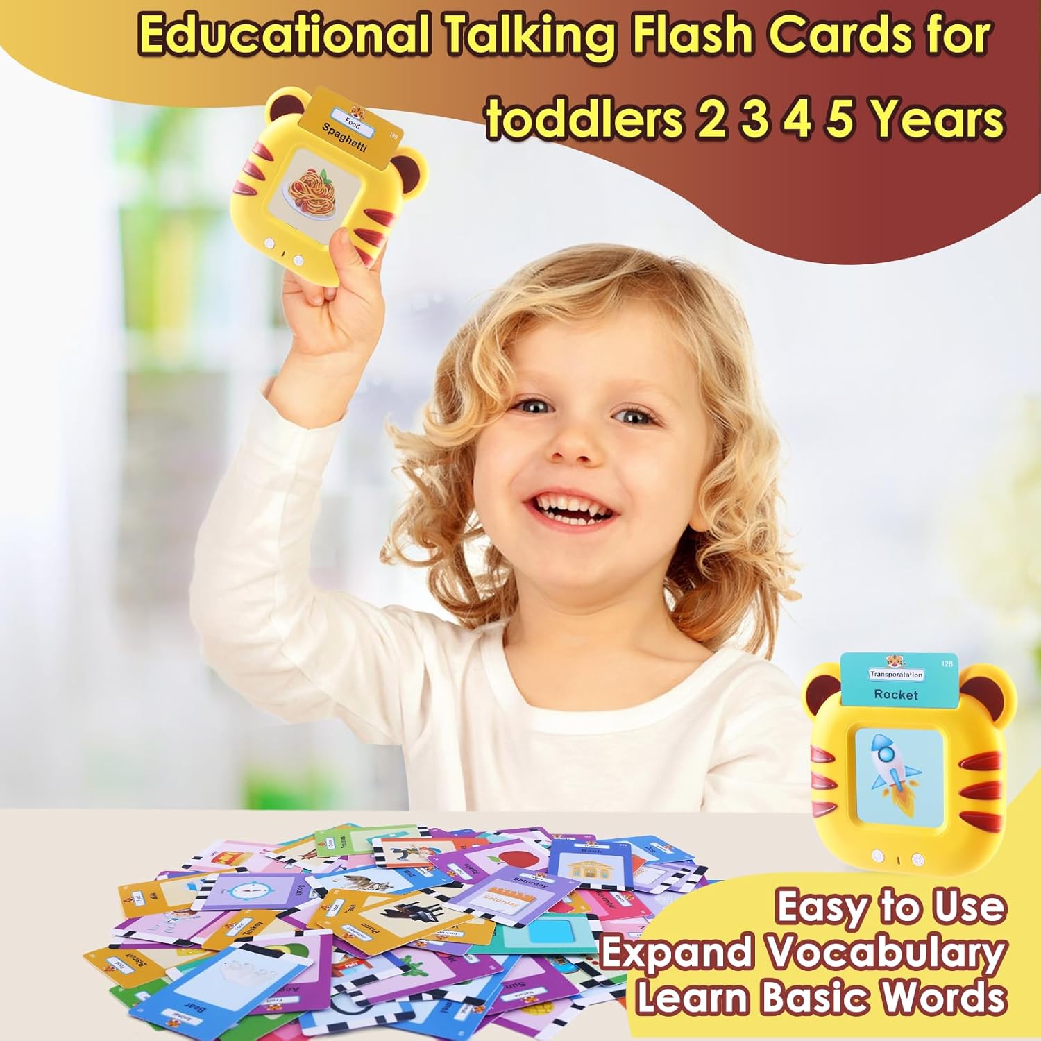 Toddle Toys Talking Flash Cards British English 224 Words with ABC Letters/Numbers/Colours,Learning Toys Pocket Speech Language Development Toy Speech Therapy Sensory Cards Toys for Kids Boys Girls-1