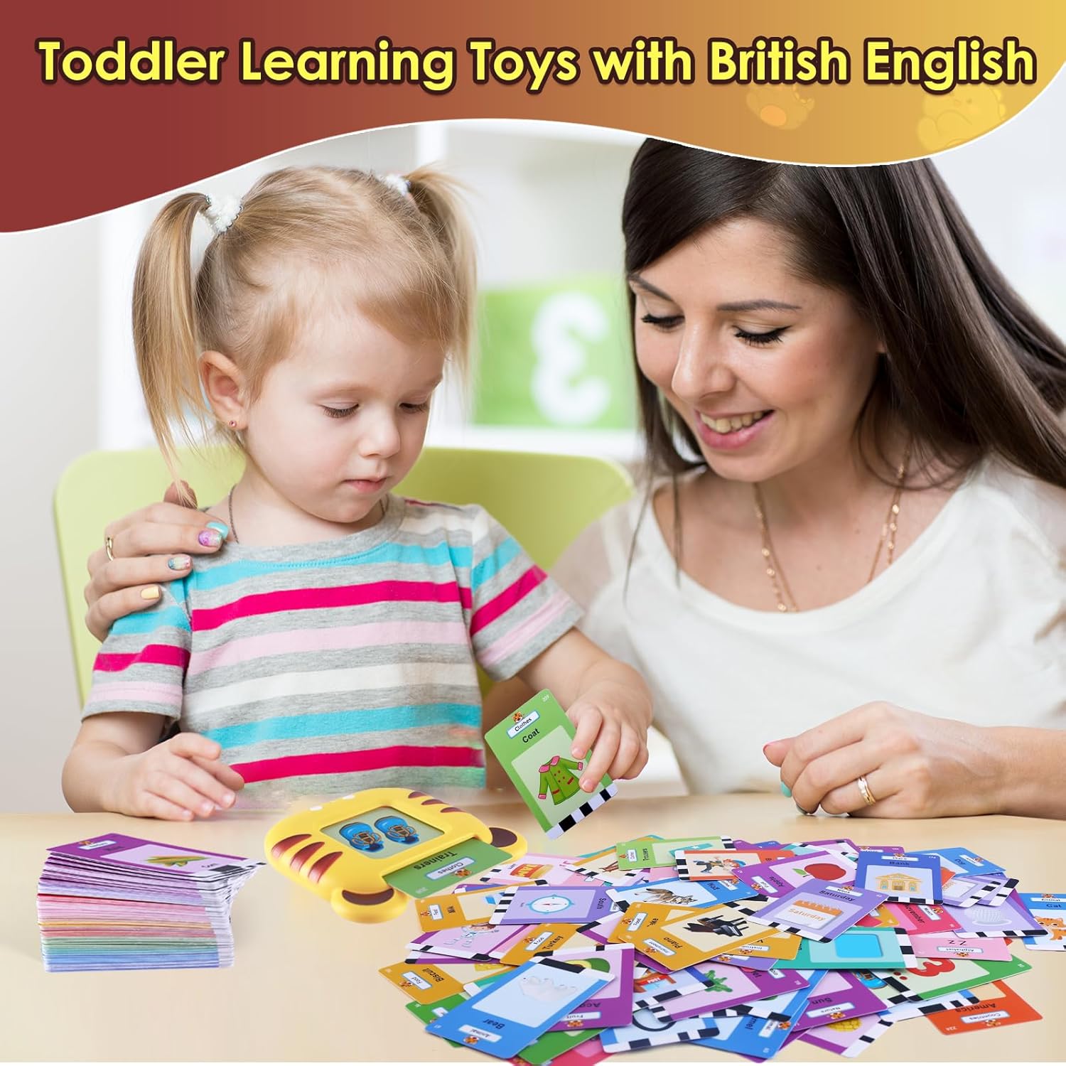 Toddle Toys Talking Flash Cards British English 224 Words with ABC Letters/Numbers/Colours,Learning Toys Pocket Speech Language Development Toy Speech Therapy Sensory Cards Toys for Kids Boys Girls-4