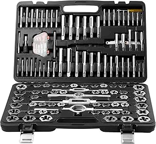 VEVOR Tap and Die Set, 116-Piece Include Metric and SAE Size, Bearing Steel Taps and Dies, Essential Threading Tool for Cutting External Internal Threads, with Complete Accessories and Storage Case