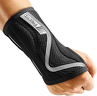 FREETOO Wrist Support S-shaped support for Arthritis, Adjustable Day Night Carpal Tunnel Wrist Splint for Men Women RSI, Sprain, Fracture Wrist Brace （Gray-Medium-Right）