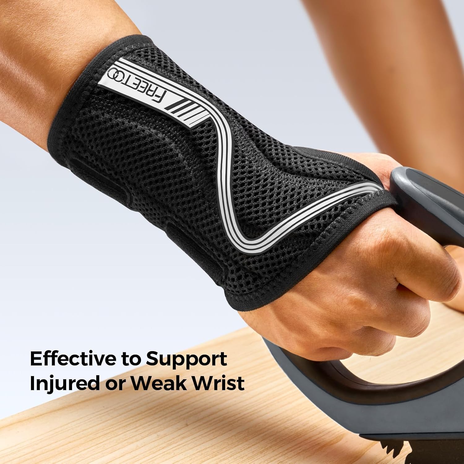 FREETOO Wrist Support S-shaped support for Arthritis, Adjustable Day Night Carpal Tunnel Wrist Splint for Men Women RSI, Sprain, Fracture Wrist Brace （Gray-Medium-Right）-3