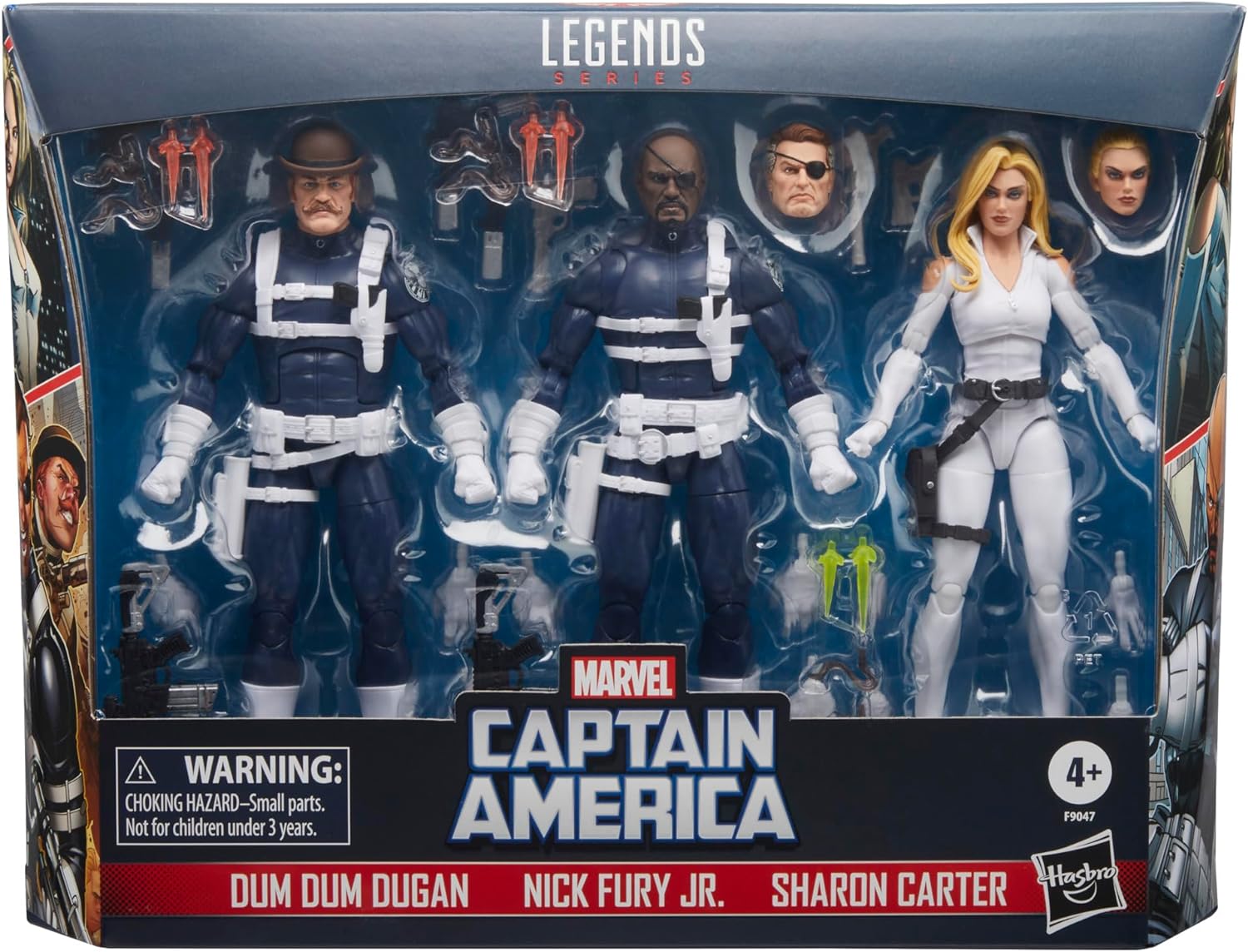 Marvel Legends Series S.H.I.E.L.D. Nick Fury Jr., Sharon Carter, and Dum Dum Dugan Action Figures-1