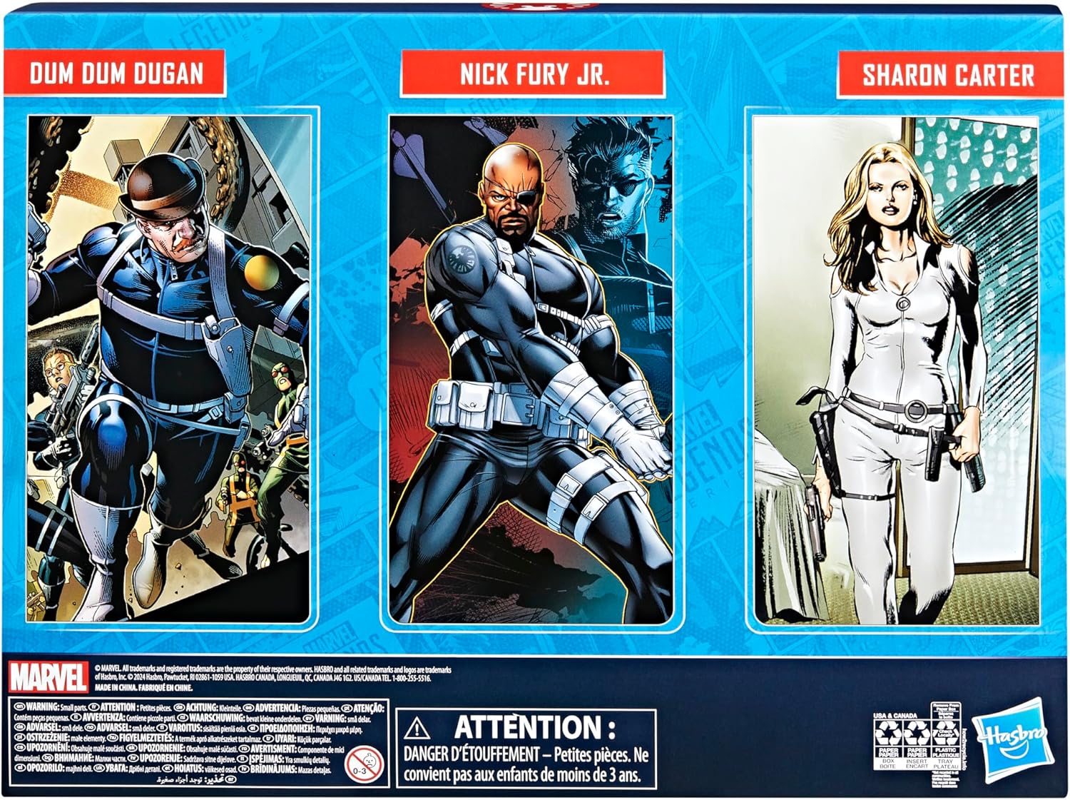 Marvel Legends Series S.H.I.E.L.D. Nick Fury Jr., Sharon Carter, and Dum Dum Dugan Action Figures-2