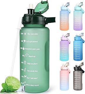 CodiCile Sports Water Bottles 2L BPA Free, Motivational Drinking Water Bottle with Straw, Gym Water Bottle with Time Marking, Portable Leak Proof Cantee Bottle 2 Liter Water Jug for Women Men