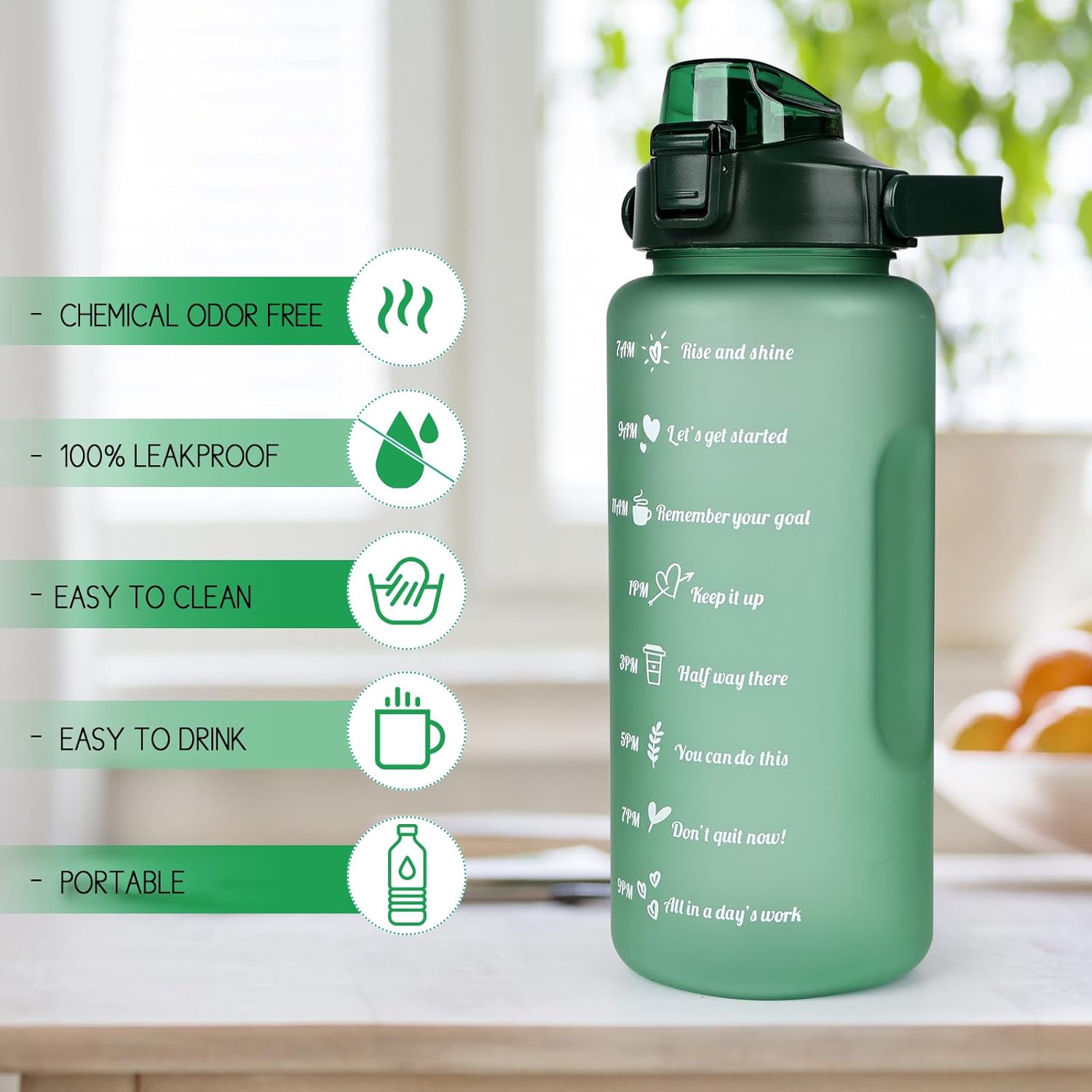 CodiCile Sports Water Bottles 2L BPA Free, Motivational Drinking Water Bottle with Straw, Gym Water Bottle with Time Marking, Portable Leak Proof Cantee Bottle 2 Liter Water Jug for Women Men-4