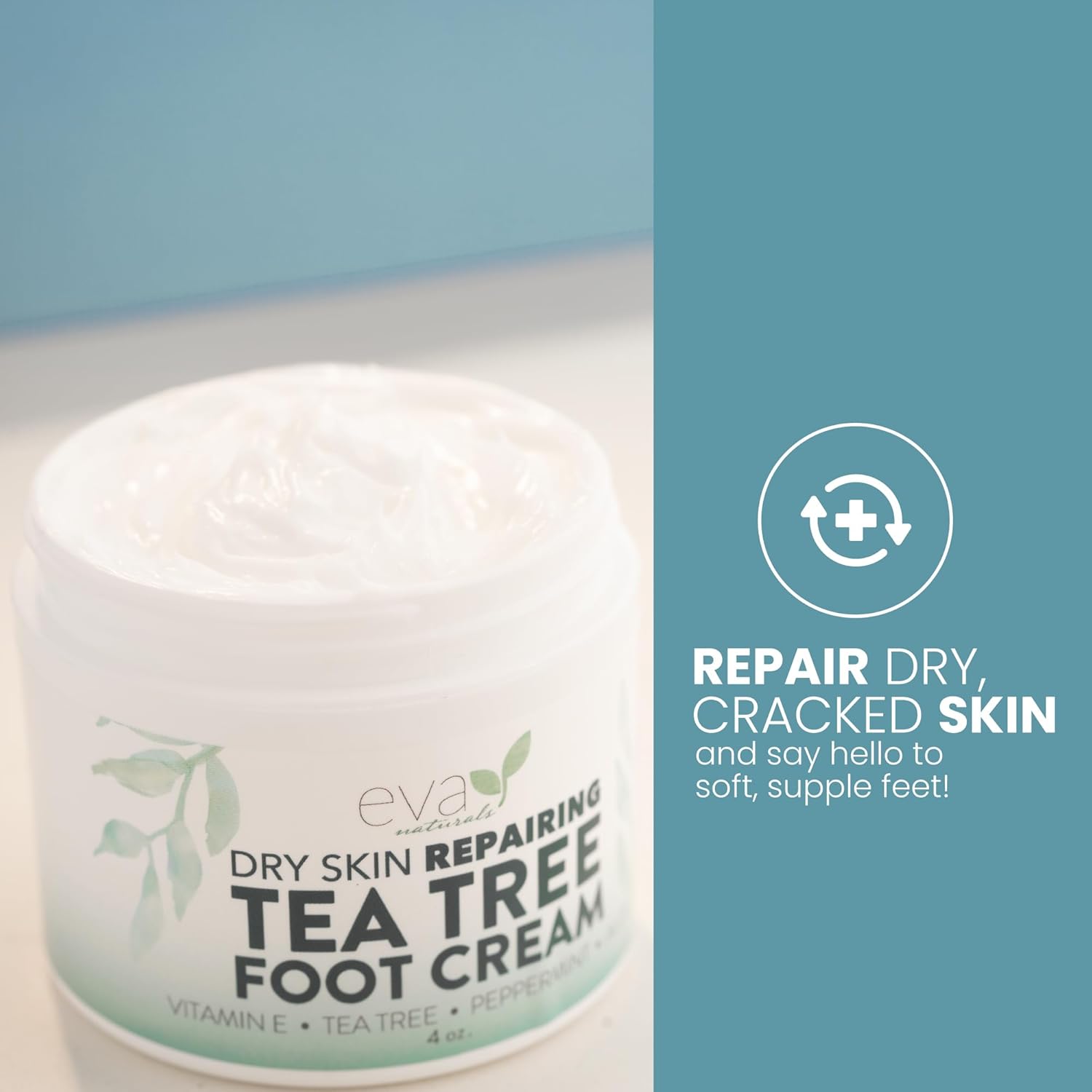 Tea Tree Foot Cream - Soothing Foot Cream for Dry Cracked Feet With Tea Tree Oil, Peppermint, Menthol and Spearmint - Eliminate Odor - Intense Moisturizing Foot Cream For Dry Cracked Heels (113g)-3