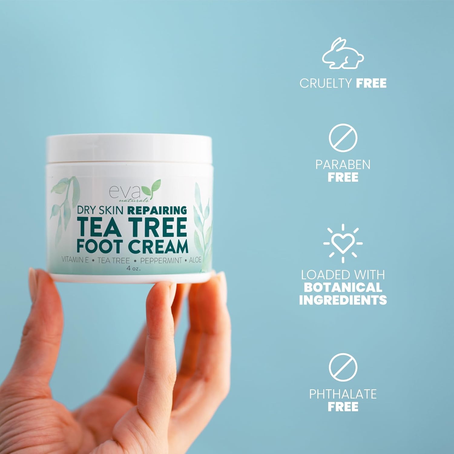 Tea Tree Foot Cream - Soothing Foot Cream for Dry Cracked Feet With Tea Tree Oil, Peppermint, Menthol and Spearmint - Eliminate Odor - Intense Moisturizing Foot Cream For Dry Cracked Heels (113g)-6