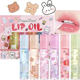 Clear Lip Gloss Sets For Teenage Girls,6 Pcs Flower-Flavored Lip Oil Lovely Gift, No-Sticky Liquid Lipstick,Long Lasting Lip Glow Balm Lip Care,Natural Plant Formula