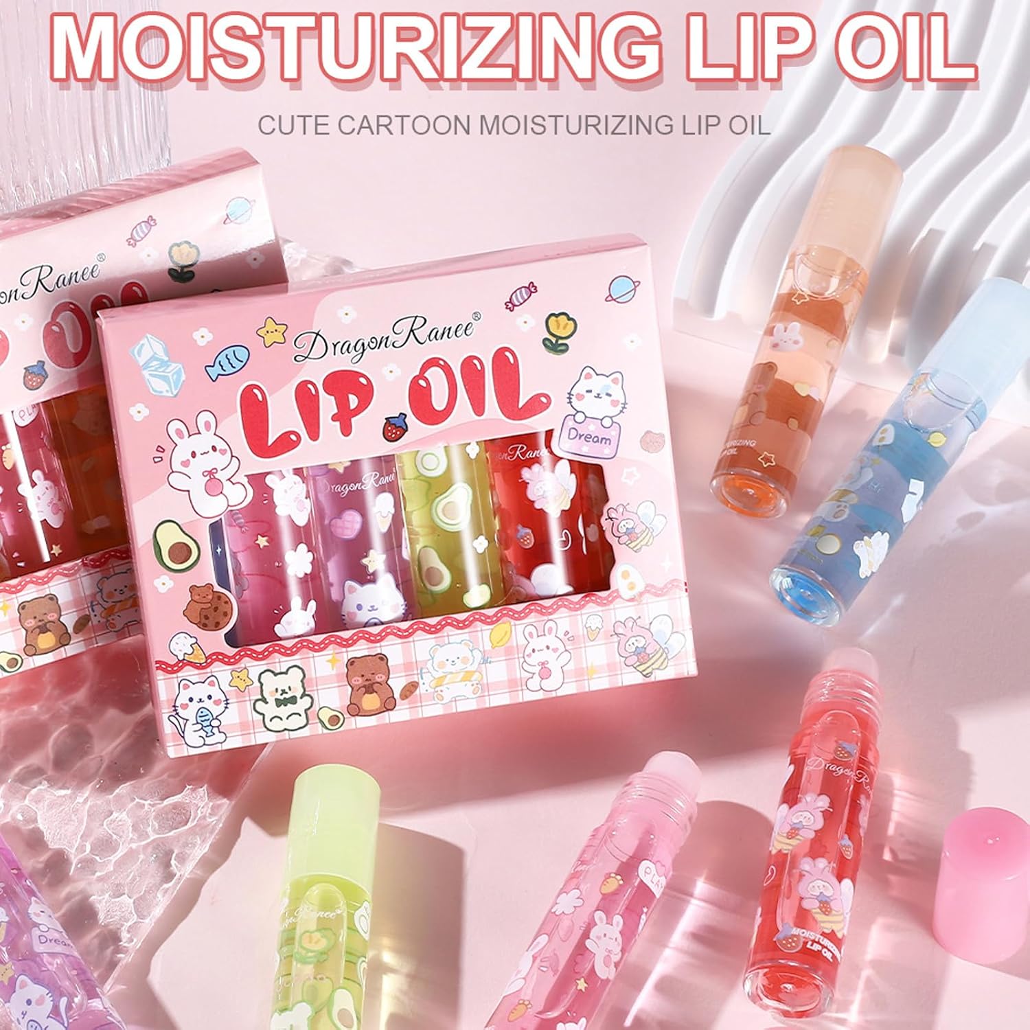 Clear Lip Gloss Sets For Teenage Girls,6 Pcs Flower-Flavored Lip Oil Lovely Gift, No-Sticky Liquid Lipstick,Long Lasting Lip Glow Balm Lip Care,Natural Plant Formula-1