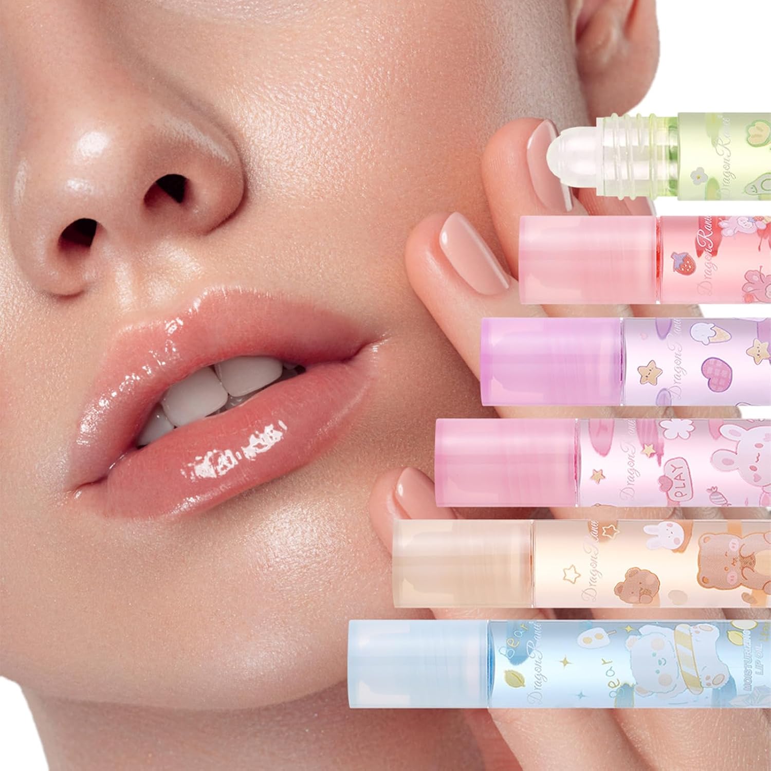 Clear Lip Gloss Sets For Teenage Girls,6 Pcs Flower-Flavored Lip Oil Lovely Gift, No-Sticky Liquid Lipstick,Long Lasting Lip Glow Balm Lip Care,Natural Plant Formula-2