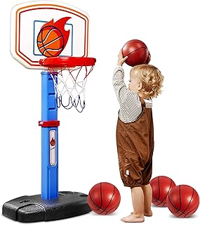 JOYIN Kids Basketball Hoop and Stand,Portable Basketball Stand Set with 4 Balls 30.7-42.5 inch Adjustable Outdoor & Indoor Toy Basketball Hoop for Kids Toddlers Boys