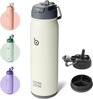 BOTTLE BOTTLE Insulated Water Bottle Stainless Steel 700ml（24oz） Bike Water Bottles with Straw and Adjustable Lid Daily Drink Flask Pill Organizer (gray)