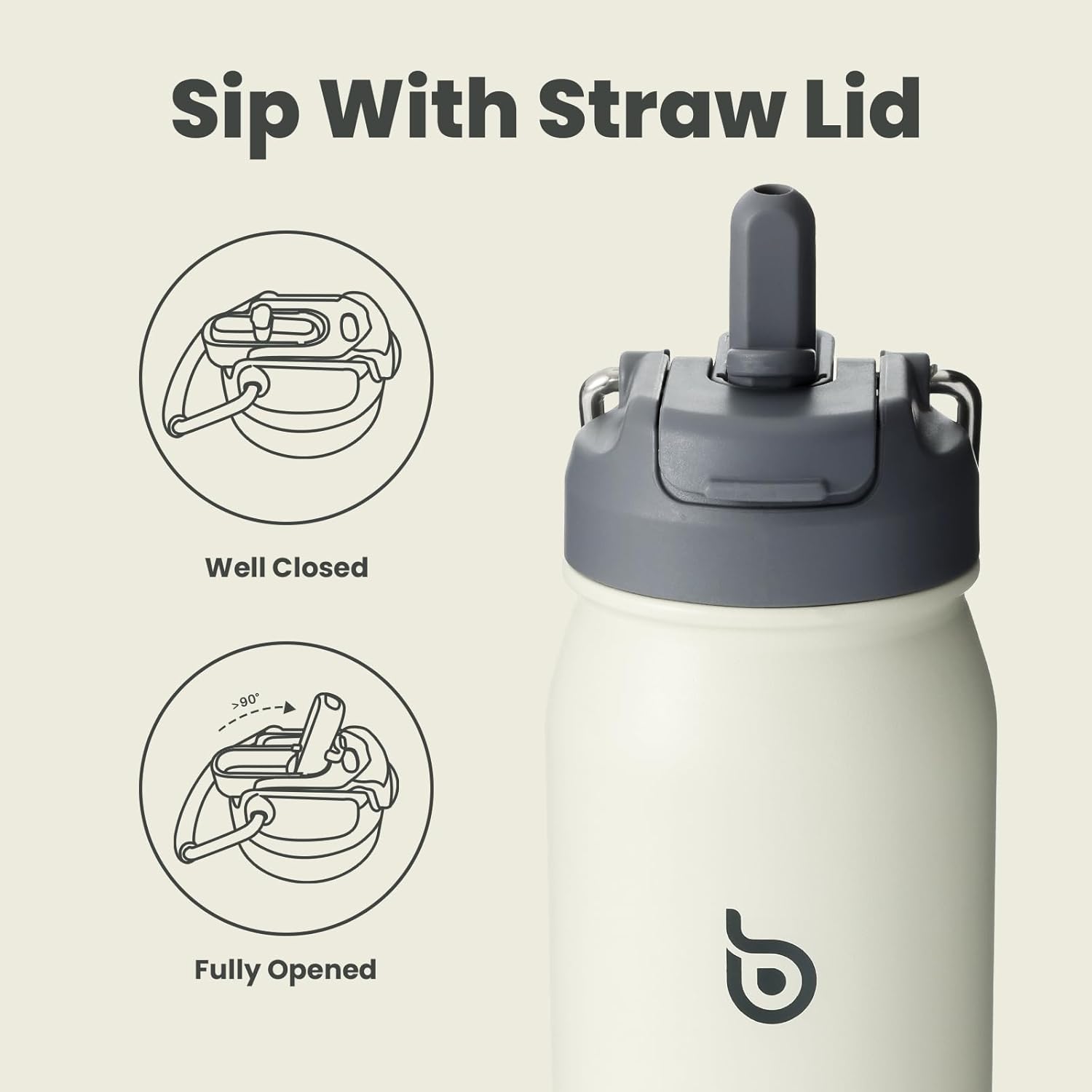 BOTTLE BOTTLE Insulated Water Bottle Stainless Steel 700ml（24oz） Bike Water Bottles with Straw and Adjustable Lid Daily Drink Flask Pill Organizer (gray)-2