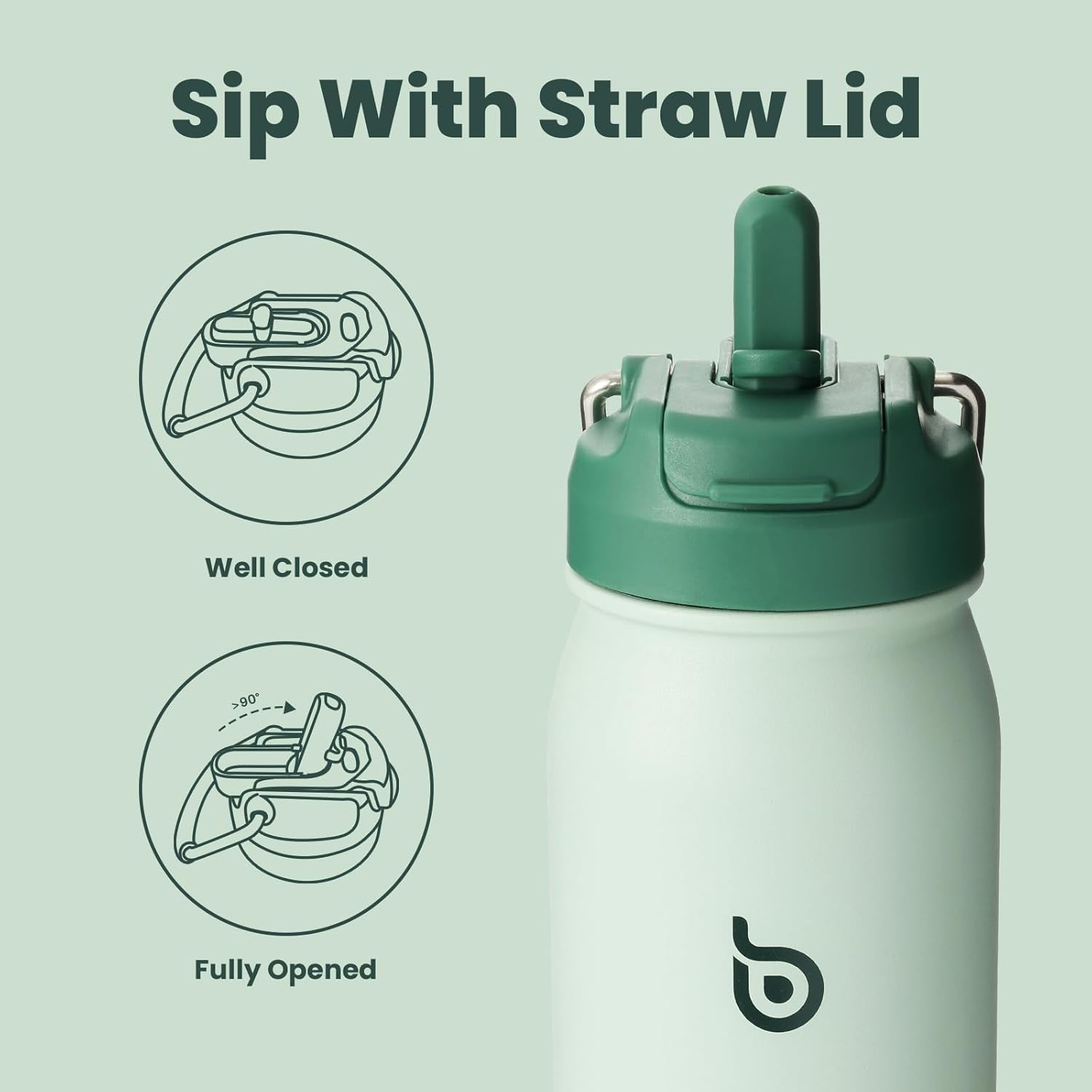 BOTTLE BOTTLE Insulated Water Bottle Stainless Steel 700ml（24oz） Bike Water Bottles with Straw and Adjustable Lid Daily Drink Flask Pill Organizer (green)-2