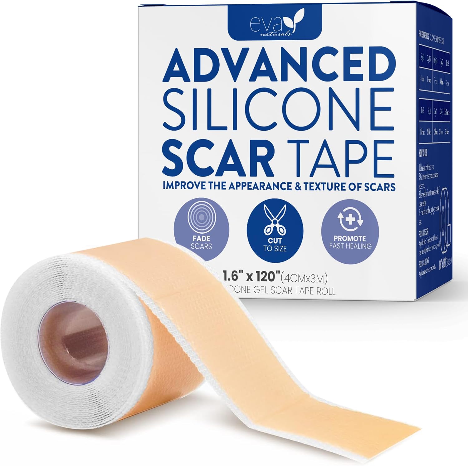 Soft, Medical Grade Silicone Tape For Scars (1.6” x 120”) - Reduce The Appearance Of Surgical, C Section, Hypertrophy, Keloid Scars, & Acne Scars - Silicone Scar Tape For Surgical Scars, Silicone Scar-0