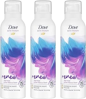 Dove Bath Therapy Renew Shower and Shave Mousse with Wild Violet and Pink Hibiscus Scent Vegan, Cruelty-Free Creamy Texture Body Wash Make Your Skin Soft and Re-energised 200ml, 3 Pack