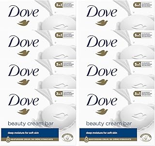 Dove Orginal Beauty Cream Bar 3 in 1 Cleanses, Moisturises and Nourishes Sulphate-Free Bath Soap for Soft and Smooth Skin, Suitable for Daily Use, 8x90g