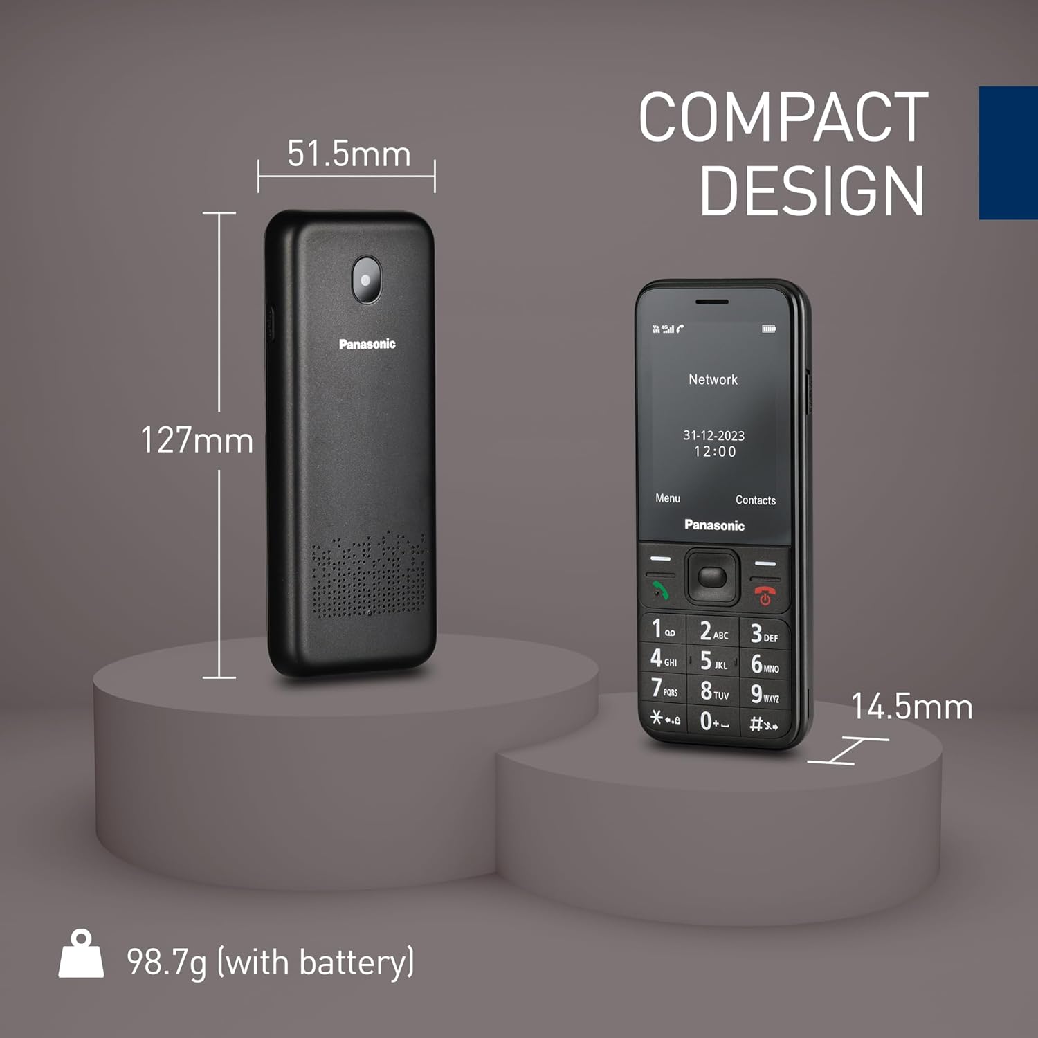 Panasonic KX-TF200 Mobile Phone, Dual-Band GSM 900/1800 MHz, 2.4" TFT Colour LCD, 0.3MP Camera, MP3 Player & FM Radio, 1000 mAh Li-Ion Battery, Hearing Aid Compatible, Single SIM Card, Black-8