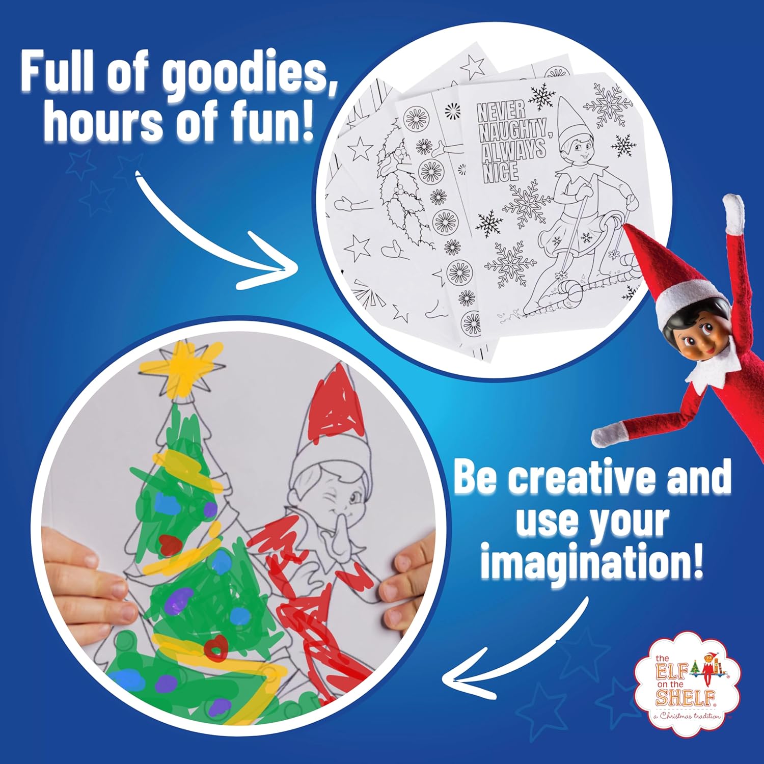 Elf on the Shelf XXL Activity Egg with Colouring Sheets, Pencils, Stickers, and More - Creative Fun for Kids, Ages 3 and Up for Hours of Imagination and Entertainment - Elf on the Shelf Accessories-2