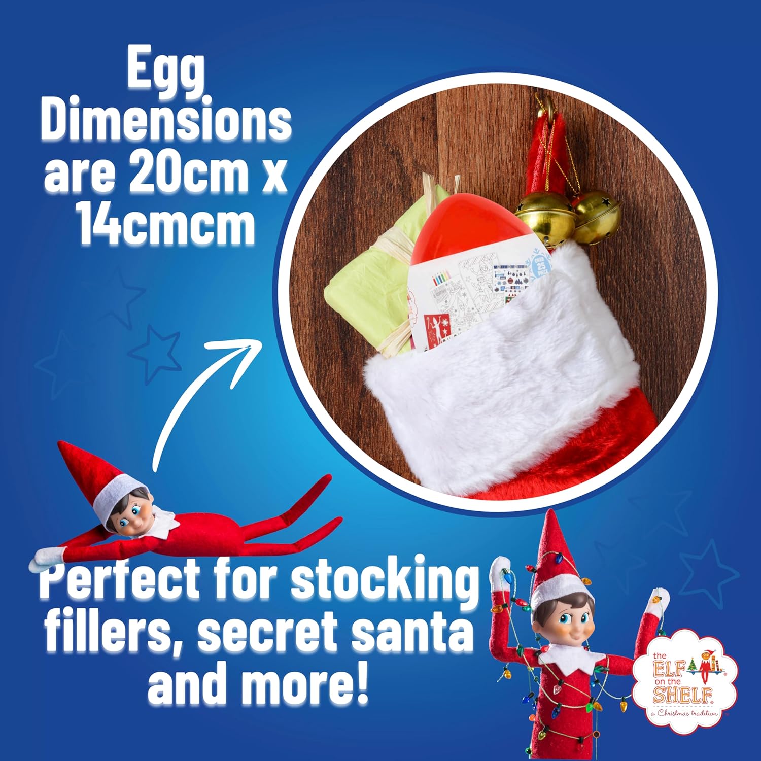 Elf on the Shelf XXL Activity Egg with Colouring Sheets, Pencils, Stickers, and More - Creative Fun for Kids, Ages 3 and Up for Hours of Imagination and Entertainment - Elf on the Shelf Accessories-4