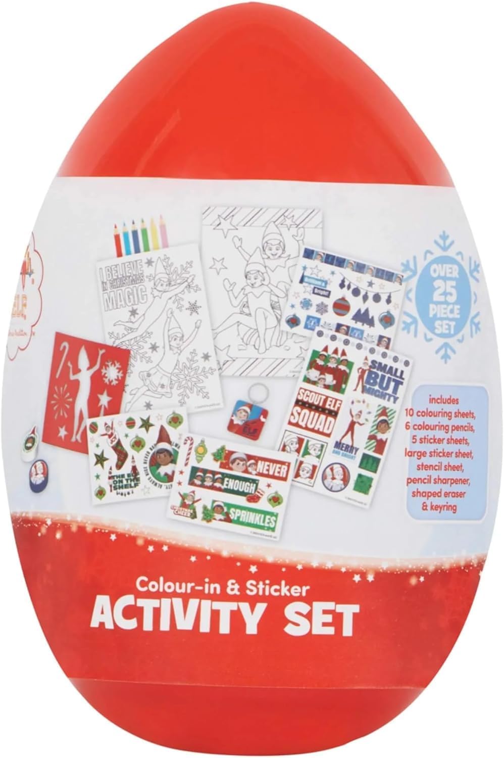 Elf on the Shelf XXL Activity Egg with Colouring Sheets, Pencils, Stickers, and More - Creative Fun for Kids, Ages 3 and Up for Hours of Imagination and Entertainment - Elf on the Shelf Accessories-7