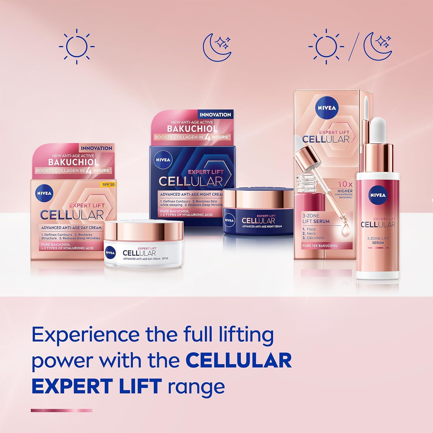 NIVEA Cellular Expert Lift 3-Zone Lifting Serum (30ml), Face Serum with Pure 10x Bakuchiol, Visibly Reduces Wrinkles, Lifts Contours and Tightens Skin-4