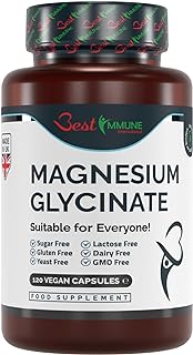 Natural Magnesium Glycinate 1000mg per Serving Premium Quality Ideal Strength 120 Vegan Capsules Highest Bioavailability