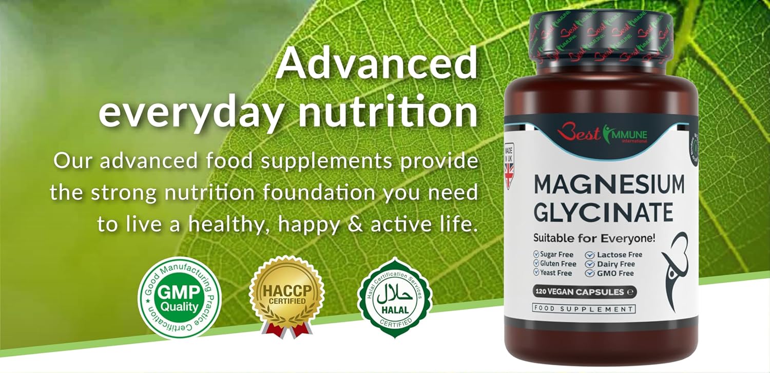 Natural Magnesium Glycinate 1000mg per Serving Premium Quality Ideal Strength 120 Vegan Capsules Highest Bioavailability-2