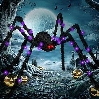 sanjianke-fs Halloween Decoration Spider 150CM Light Up Giant Big Spider for Indoor Outdoor Halloween Decoration Garden Home Haunted House Decoration