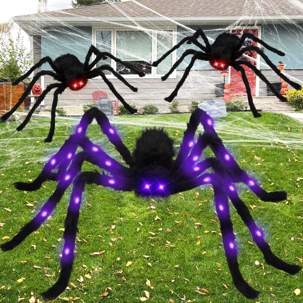 sanjianke-fs Halloween Decoration Spider 150CM Light Up Giant Big Spider for Indoor Outdoor Halloween Decoration Garden Home Haunted House Decoration-1