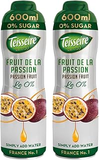 Cordial Syrup Bundle with Teisseire Passion Fruit 0% Sugar 600ml (2 Pack)