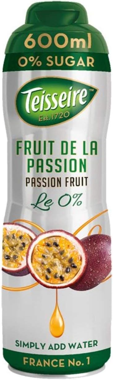 Cordial Syrup Bundle with Teisseire Passion Fruit 0% Sugar 600ml (2 Pack)-1