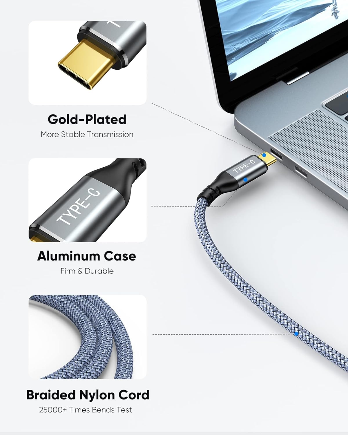 Highwings USB C to HDMI Cable 1.8m 4K@60Hz, UHD Thunderbolt 3/4 to HDMI Cable[Anti-Interference][Gold-Plated] Compatible for iPhone 16/15 Pro, for MacBook Pro/Air, for Surface, for XPS, for Galaxy etc-4